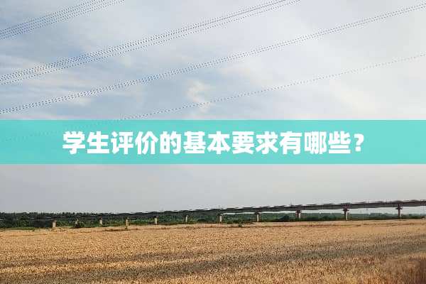 学生评价的基本要求有哪些？