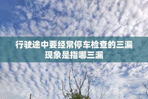 行驶途中要经常停车检查的三漏现象是指哪三漏