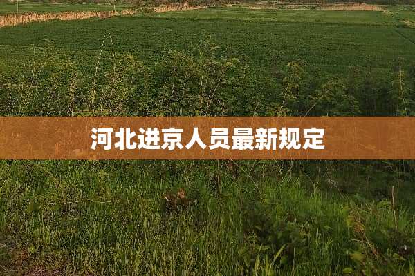 河北进京人员最新规定
