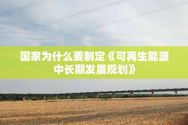 国家为什么要制定《可再生能源中长期发展规划》