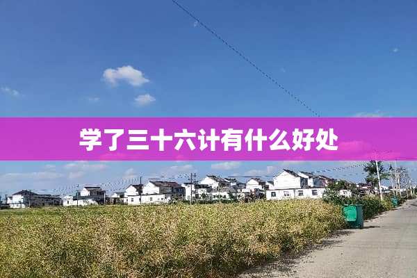 学了三十六计有什么好处