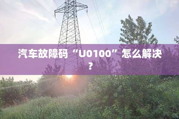 汽车故障码“U0100”怎么解决？