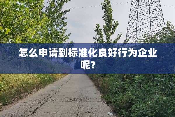 怎么申请到标准化良好行为企业呢？