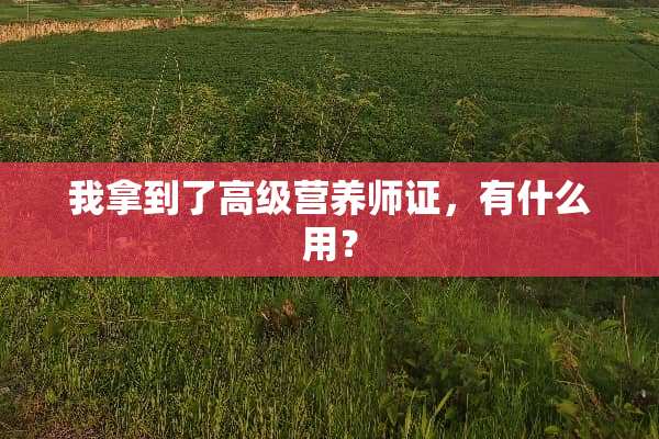 我拿到了高级营养师证，有什么用？
