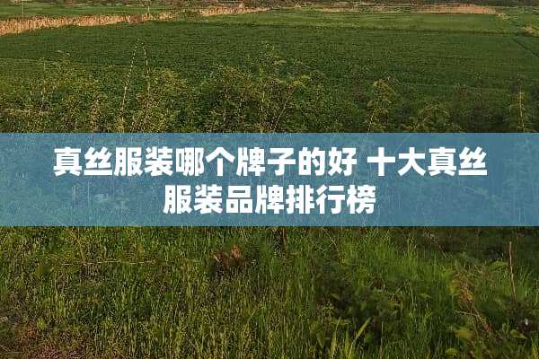 真丝服装哪个牌子的好 十大真丝服装品牌排行榜