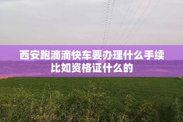 西安跑滴滴快车要办理什么手续比如资格证什么的