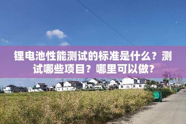 锂电池性能测试的标准是什么？测试哪些项目？哪里可以做？