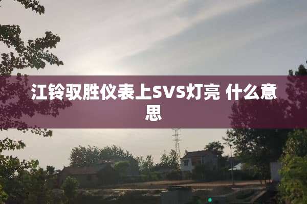 江铃驭胜仪表上SVS灯亮 什么意思