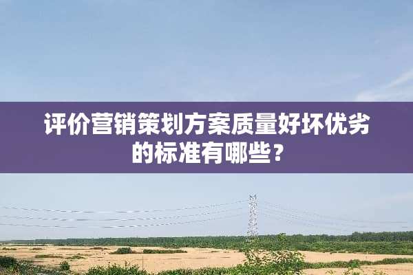 评价营销策划方案质量好坏优劣的标准有哪些？