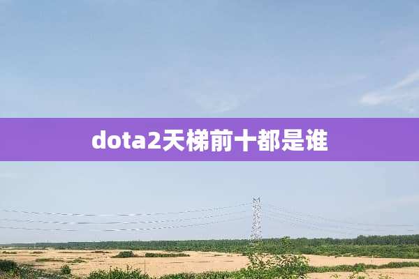 dota2天梯前十都是谁