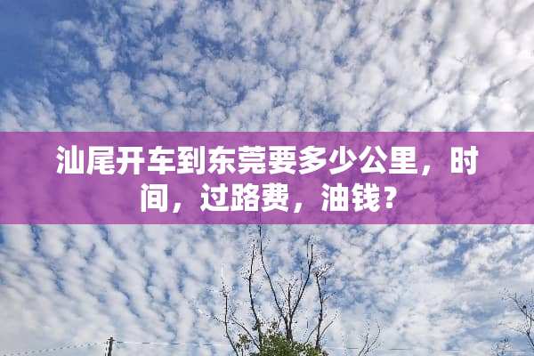 汕尾开车到东莞要多少公里，时间，过路费，油钱？