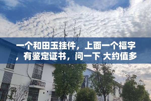 一个和田玉挂件，上面一个福字，有鉴定证书，问一下 大约值多少钱
