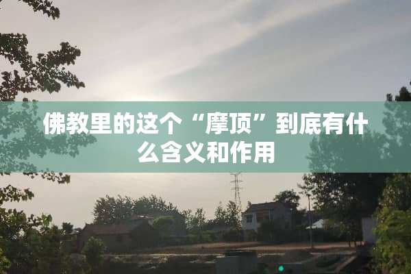佛教里的这个“摩顶”到底有什么含义和作用