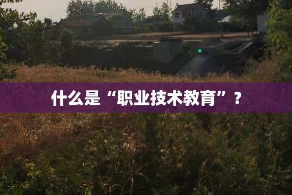 什么是“职业技术教育”？
