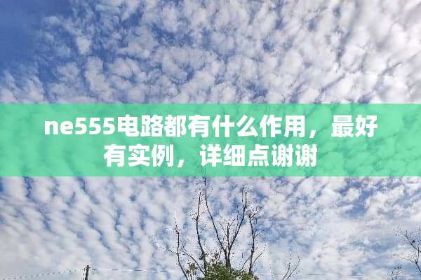 ne555电路都有什么作用，最好有实例，详细点谢谢