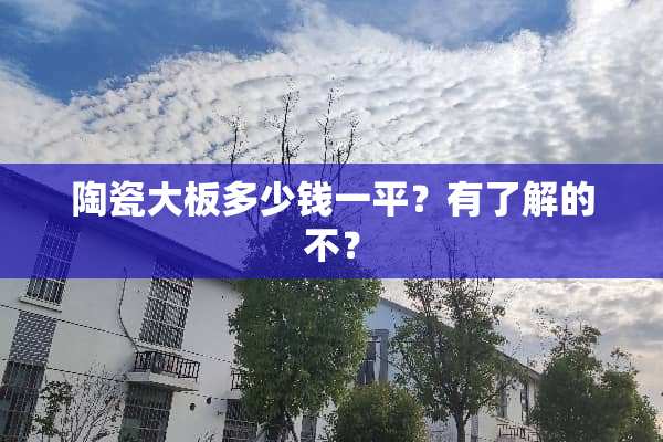 陶瓷大板多少钱一平？有了解的不？