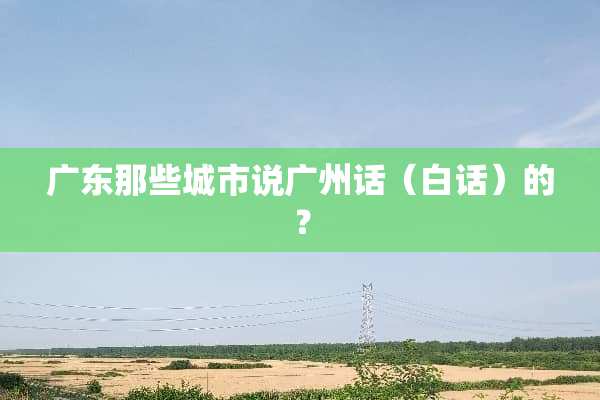 广东那些城市说广州话（白话）的？