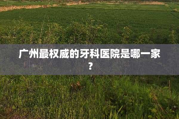 广州最权威的牙科医院是哪一家？