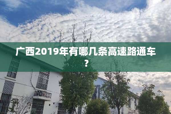 广西2019年有哪几条高速路通车？
