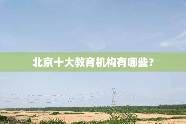 北京十大教育机构有哪些？