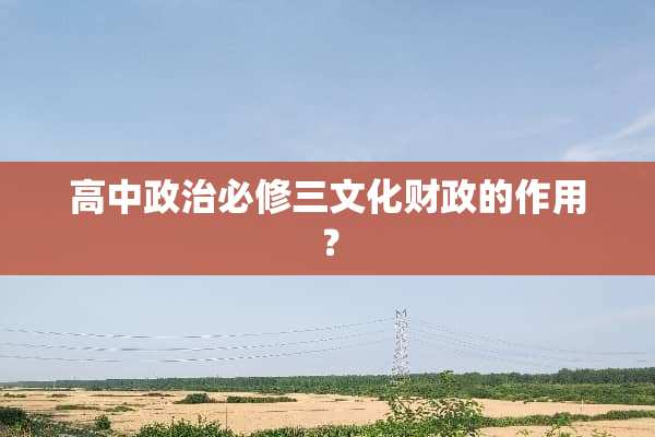 高中**必修三文化财政的作用？