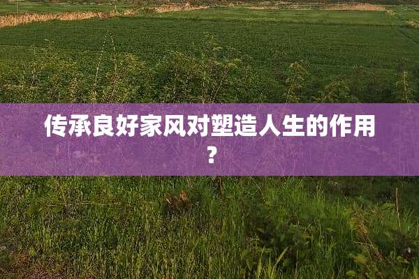 传承良好家风对塑造人生的作用？