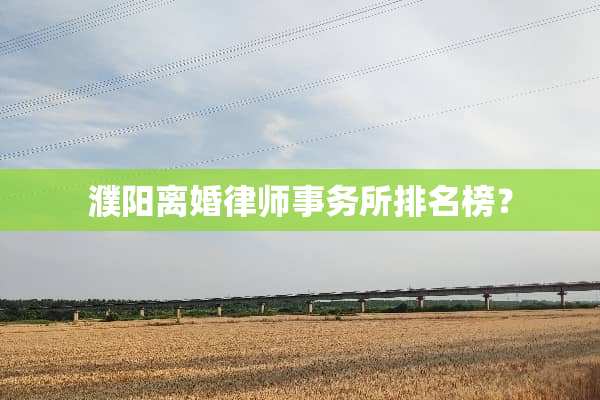 濮阳**律师事务所排名榜？