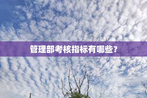 管理部考核指标有哪些？