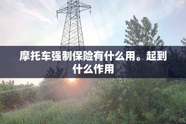 摩托车强制保险有什么用。起到什么作用