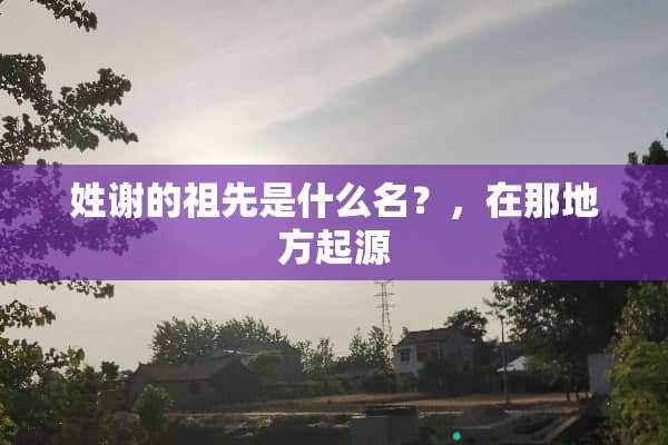 姓谢的祖先是什么名？，在那地方起源