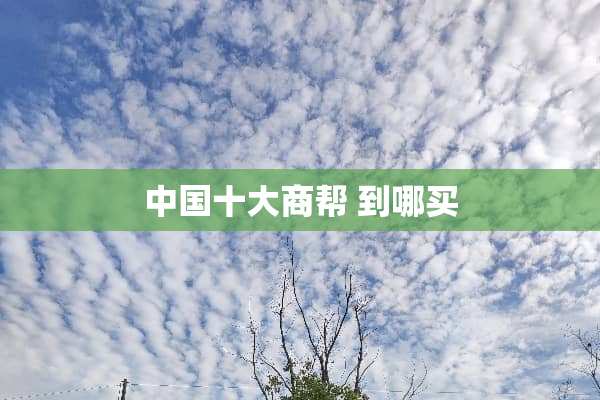 中国十大商帮 到哪买