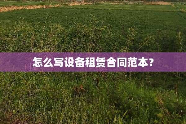 怎么写设备租赁合同范本？
