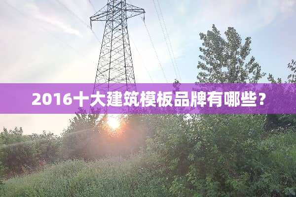 2016十大建筑模板品牌有哪些？