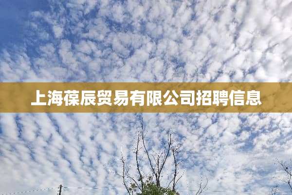 上海葆辰贸易有限公司招聘信息