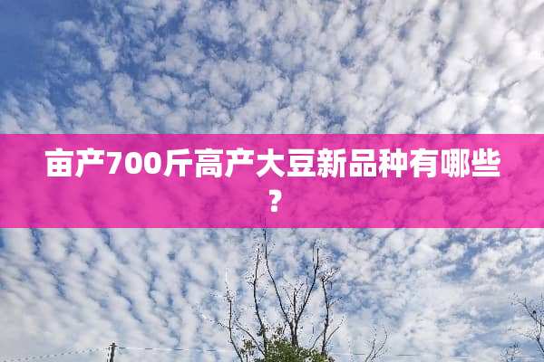 亩产700斤高产大豆新品种有哪些？