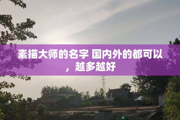 素描大师的名字 国内外的都可以，越多越好