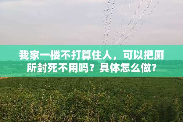 我家一楼不打算住人，可以把厕所封死不用吗？具体怎么做？