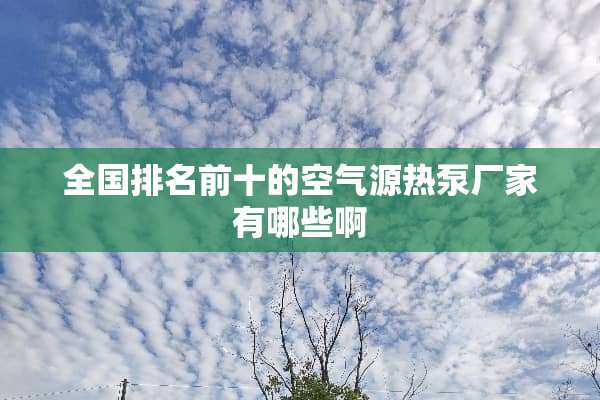全国排名前十的空气源热泵厂家有哪些啊