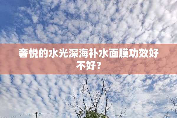 奢悦的水光深海补水面膜功效好不好？