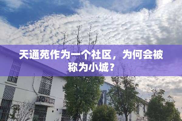 天通苑作为一个社区，为何会被称为小城？