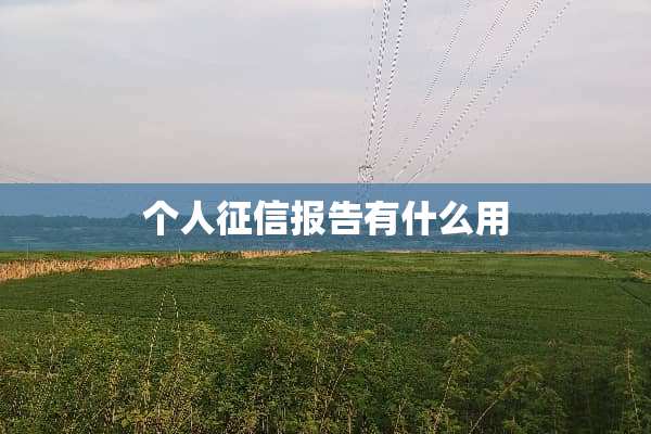 个人征信报告有什么用