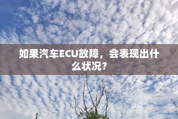 如果汽车ECU故障，会表现出什么状况？