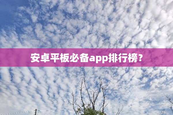 安卓平板必备app排行榜？