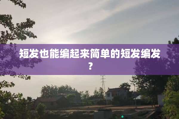 短发也能编起来简单的短发编发？