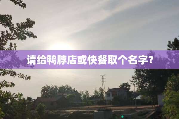 请给鸭脖店或快餐取个名字？