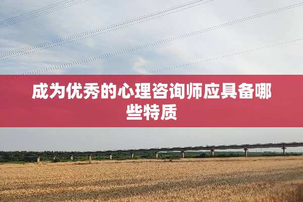 成为优秀的心理咨询师应具备哪些特质