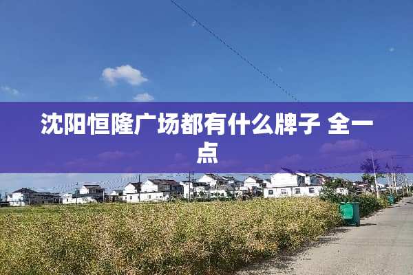 沈阳恒隆广场都有什么牌子 全一点