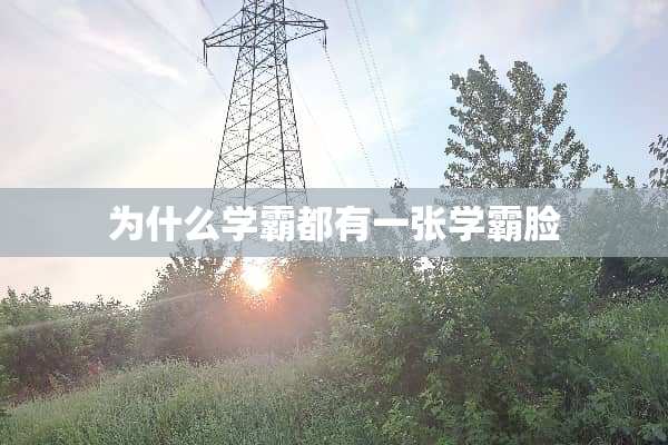 为什么学霸都有一张学霸脸