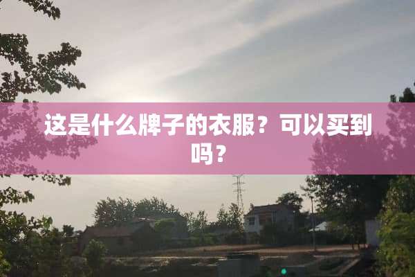 这是什么牌子的衣服？可以买到吗？