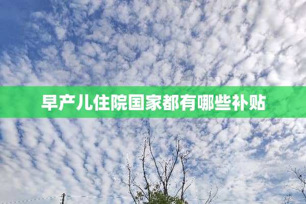 早产儿住院国家都有哪些补贴
